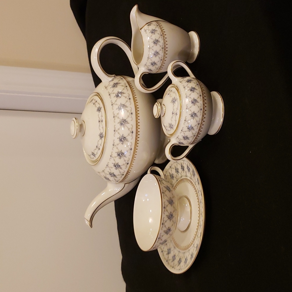 Vintage blue floral tea set